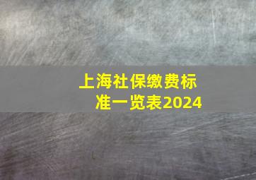 上海社保缴费标准一览表2024