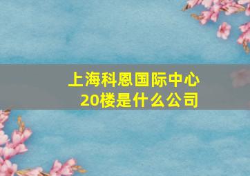 上海科恩国际中心20楼是什么公司