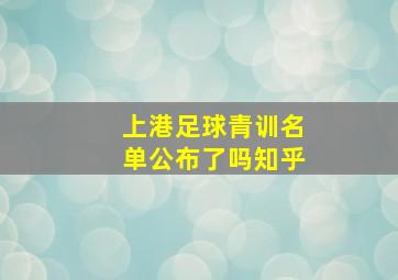 上港足球青训名单公布了吗知乎