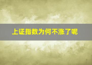 上证指数为何不涨了呢