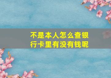 不是本人怎么查银行卡里有没有钱呢