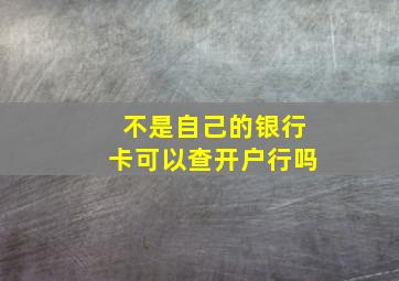 不是自己的银行卡可以查开户行吗