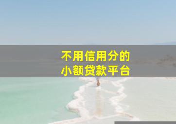 不用信用分的小额贷款平台