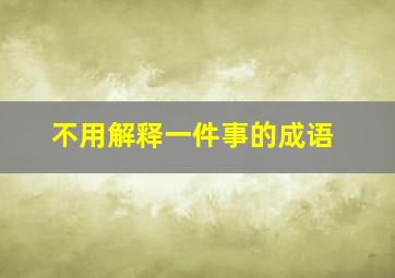 不用解释一件事的成语