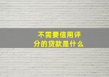 不需要信用评分的贷款是什么