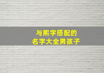 与熙字搭配的名字大全男孩子