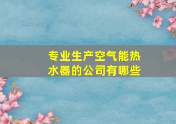 专业生产空气能热水器的公司有哪些