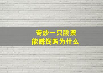 专炒一只股票能赚钱吗为什么