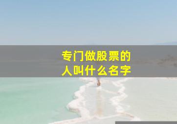 专门做股票的人叫什么名字