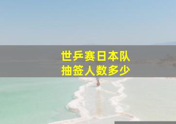 世乒赛日本队抽签人数多少