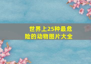 世界上25种最危险的动物图片大全