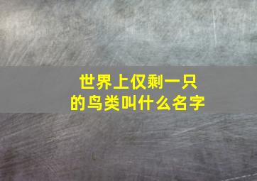 世界上仅剩一只的鸟类叫什么名字