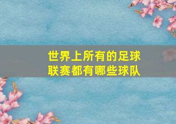 世界上所有的足球联赛都有哪些球队