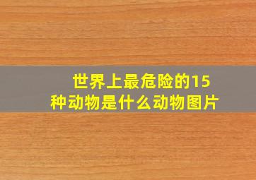 世界上最危险的15种动物是什么动物图片