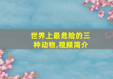 世界上最危险的三种动物,视频简介