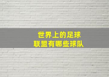 世界上的足球联盟有哪些球队