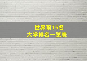 世界前15名大学排名一览表