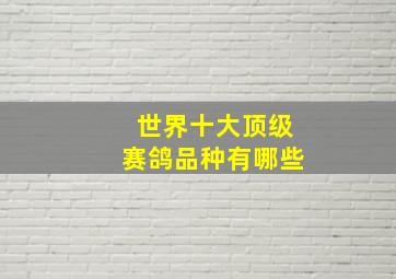 世界十大顶级赛鸽品种有哪些