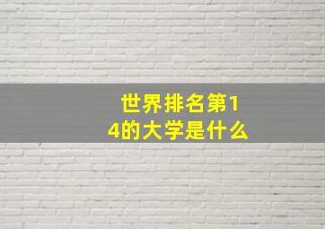 世界排名第14的大学是什么