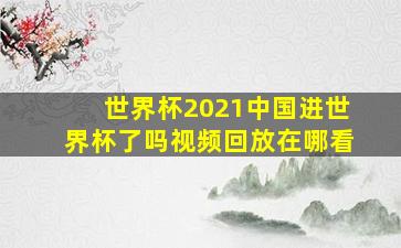 世界杯2021中国进世界杯了吗视频回放在哪看