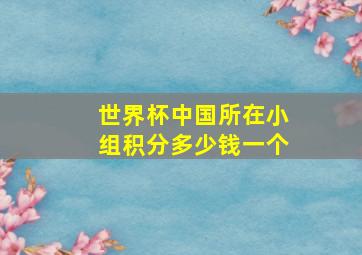 世界杯中国所在小组积分多少钱一个