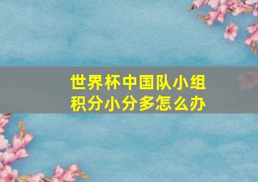 世界杯中国队小组积分小分多怎么办