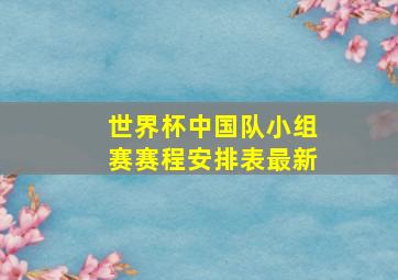 世界杯中国队小组赛赛程安排表最新