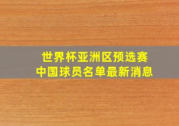 世界杯亚洲区预选赛中国球员名单最新消息