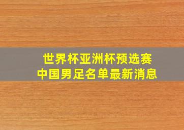 世界杯亚洲杯预选赛中国男足名单最新消息