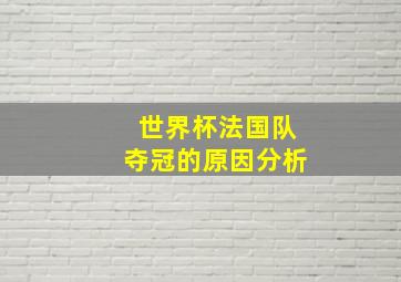 世界杯法国队夺冠的原因分析