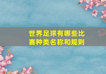 世界足球有哪些比赛种类名称和规则