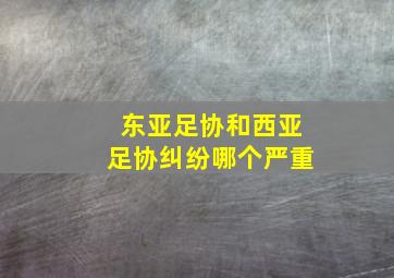 东亚足协和西亚足协纠纷哪个严重