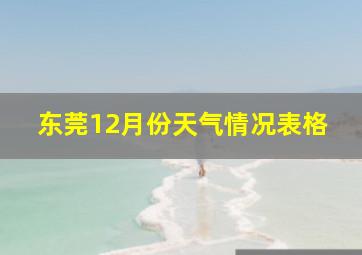 东莞12月份天气情况表格