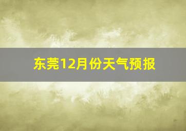 东莞12月份天气预报