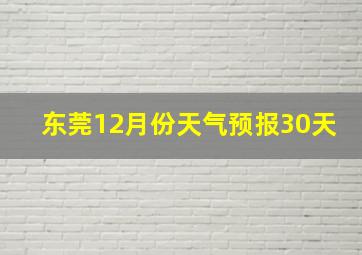 东莞12月份天气预报30天