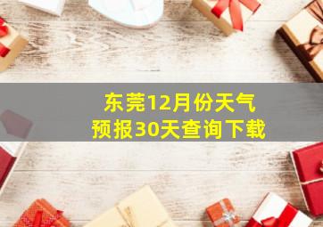 东莞12月份天气预报30天查询下载