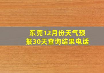 东莞12月份天气预报30天查询结果电话