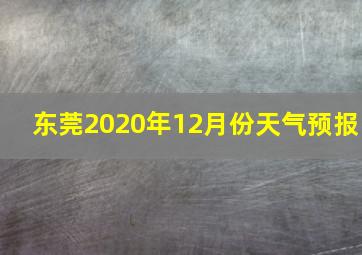 东莞2020年12月份天气预报