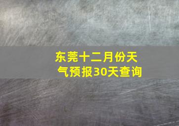 东莞十二月份天气预报30天查询