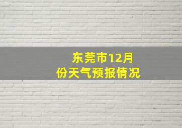 东莞市12月份天气预报情况