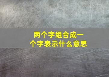 两个字组合成一个字表示什么意思