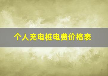 个人充电桩电费价格表