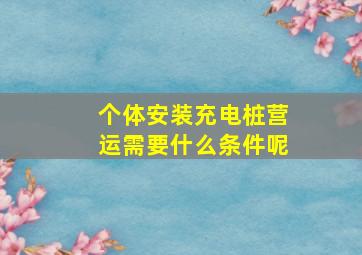 个体安装充电桩营运需要什么条件呢