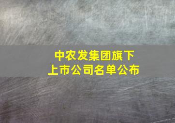 中农发集团旗下上市公司名单公布