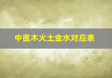 中医木火土金水对应表