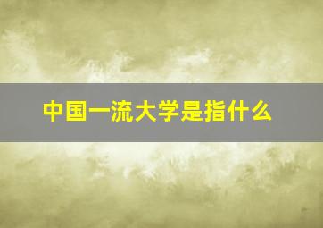 中国一流大学是指什么