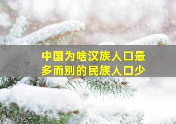 中国为啥汉族人口最多而别的民族人口少