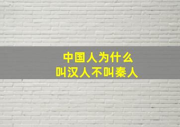 中国人为什么叫汉人不叫秦人