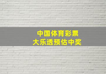 中国体育彩票大乐透预估中奖