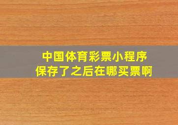 中国体育彩票小程序保存了之后在哪买票啊